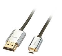 LINDY - Câble HDMI vers Micro HDMI A/D CROMO Slimline High Speed 3 Mètres avec Design Slimline, 4k@60Hz 10.2G 3D 1080p HDCP 2.2 ARC CEC Testé ATC Compatible avec TV, PC Monitor, Tablette, Caméra