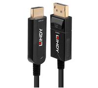 Lindy Câble adaptateur DisplayPort mâle vers HDMI-A mâle 38494 – hybride cuivre/fibre 50 m noir 4K