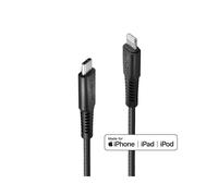 Lindy Câble Lightning vers USB-C 0.5m Noir - USB 2.0, Connecteurs Mâle Droit, Aramide & HMPE, Ref. 31285 - Compatible Apple PD 2.0