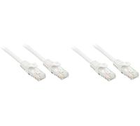LINDY Câble réseau Basic Cat.6 U/UTP Blanc, 0,3m (Lot de 2)