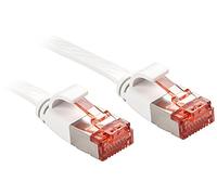 - Cordon de raccordement - RJ-45 (M) pour RJ-45 (M) - 5 m - U / FTP (Paire torsadée blindée) - CAT 6 - sans crochet, plat - blanc