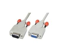 Lindy Câble RS232 0,5m Gris - Connecteur 9-pin D-Sub M vers 9-pin D-Sub FM, Tous fils connectés, Connecteurs moulés, Ref 31518