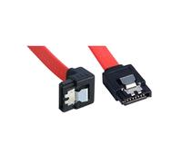 Lindy Câble SATA III 1m Rouge - Connecteurs 7 Broches Mâle/Mâle, un coudé à 90°, avec Cliquet de Verrouillage - Rétrocompatible SATA II & I