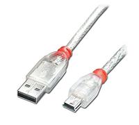 Lindy 41782 câble USB USB 2.0 1 m USB A Mini-USB B Transparent
