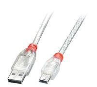 Lindy Câble USB A mâle vers Mini‑B mâle – USB 2.0 – 3 m – Transparent