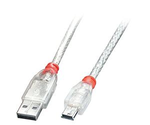 Lindy Câble USB 2.0 A vers Mini-B, transparent, 3m