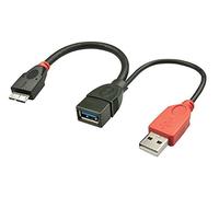 LINDY Câble USB 3.0 OTG avec Connexion d'alimentation USB supplémentaire, 0,5m
