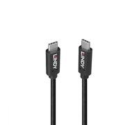 Lindy Câble USB 3.2 de type C, 1 m, transfert de données 20 Gbit/s, alimentation 100 W, double blindage, matériau recyclé certifié GRS, noir