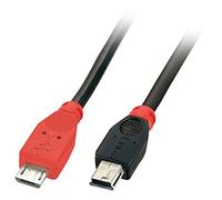 Lindy 31717 câble USB USB 2.0 0,5 m Mini-USB B Micro-USB B Noir, Rouge