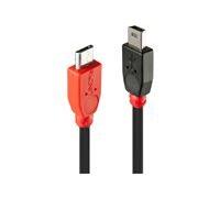 Lindy 31717 câble USB USB 2.0 0,5 m Mini-USB B Micro-USB B Noir, Rouge
