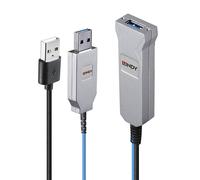 LINDY Câble USB USB 3.2 Gen1 (USB 3.0) USB-A mâle, USB-A mâle, USB-A femelle 100.00 m bleu, argent 43346