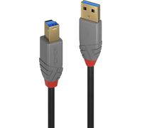 LINDY - Câble USB vers USB 3.2 A/B, Anthra Line 3 Mètre, Câble avec Transfert de Données de 5Gbps| Compatible avec TV, Monitor, Tablet, Laptop, Camera, Hard Disk | 10 Ans de Garantie