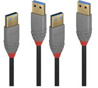 LINDY - Câble USB vers USB 3.2 A/A, Anthra Line 3 Mètre, Câble avec Transfert de Données de 5Gbps| Compatible avec TV, Monitor, Tablet, Laptop, Camera | 10 Ans de Garantie (Lot de 2)