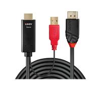 - Câble vidéo/audio - USB, HDMI mâle pour DisplayPort mâle - 2 m - blindé - noir - rond, support 4K, actif