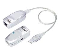 Lindy Extenseur USB 42805 – USB 1.1 par câble Cat.5e/6 jusqu'à 50 m – Connecteur DC – Gris