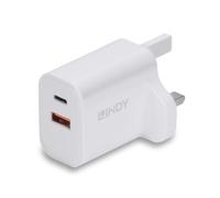 Lindy Chargeur USB de Type A et C 30 W, Prise Britannique, Double