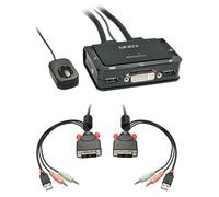 LINDY Switch KVM Compact DVI-D Single Link USB 2.0 & Audio 2 Ports Noir