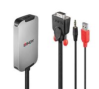 Lindy Convertisseur VGA vers DisplayPort 1.2 – 38236 – HD-15, jack stéréo 3,5 mm, mini-USB 18 cm