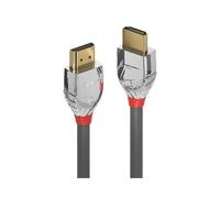 Lindy Cromo Line 37871 Câble HDMI 2.0 High Speed 1m, Connecteurs Type A, 4K 60Hz, 30AWG, Triple Blindage, Contacts Or, Gris/Argent