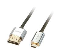 LINDY - Câble HDMI vers Micro HDMI A/D CROMO Slimline High Speed 2 Mètres avec Design Slimline, 4k@60Hz 18G 3D 1080p HDCP 2.2 ARC CEC Testé ATC Compatible avec TV, PC Monitor, Tablette, Caméra