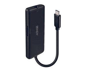 Lindy DST-Mini, Mini Docking Station USB-C pour Laptop avec prise en charge 4k & possibilité de charge 100W
