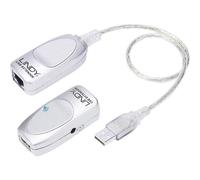 Lindy Extenseur USB 42805 – USB 1.1 par câble Cat.5e/6 jusqu'à 50 m – Connecteur DC – Gris