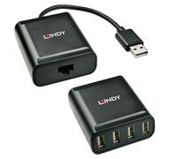 Lindy Extendeur USB 2.0 Cat.5 - Station d’accueil Réseau, Noir