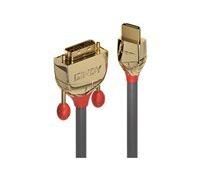 Lindy Câble adaptateur Gold Line HDMI mâle pour DVI-D mâle 50 cm triple blindage gris