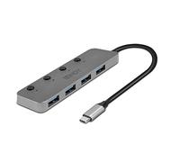 Lindy Concentrateur USB Type-C 43383 – 4 ports USB 3.2 – Interrupteurs marche/arrêt – de bureau