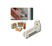 LINDY Lot de 3 Cadenas USB avec clef, 4 pièces, couleur Orange