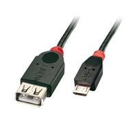 Lindy 31935 - Câble USB 2.0, 0.5m, Connecteurs Micro-USB B (Mâle) vers USB A (Femelle), 480 Mbit/s, Noir/Rouge - Compatible USB OTG