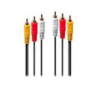Lindy Câble audio/vidéo Premium 3x RCA mâle/mâle 10 m blindé noir