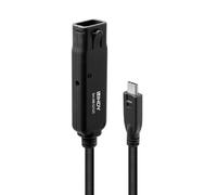 LINDY Rallonge USB-C active Pro 3.2 10 Gbps 5 m avec alimentation DC 2,5 mm (ID 0,7 mm)