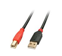 Lindy Rallonge Active USB 2.0 - 10m, Connecteurs USB-A mâle vers USB-B mâle, Transfert 480Mbit/s, Noir/Rouge, Référence 42761