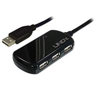 Rallonge USB 2.0 Lindy + HUB 4 ports 8m M/F (Noir)