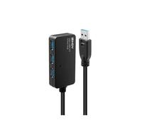 Lindy Rallonge Active USB 3.2 Gen 1 Pro 10m avec Hub 4 Ports Type-A, 5Gbit/s, Alimentation Externe, AWG 24/24/20, Noir, Ref. 43159