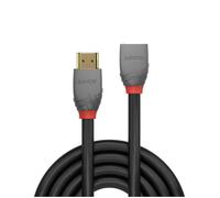 Rallonge LINDY HDMI Fiche mâle HDMI-A, Prise femelle HDMI-A 2.00 m anthracite, noir, rouge 36477 4K UHD, contacts dorés Câble HDMI