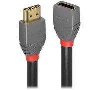 Rallonge LINDY HDMI Fiche mâle HDMI-A, Prise femelle HDMI-A 0.50 m anthracite, noir, rouge 36475 4K UHD, contacts dorés Câble HDMI