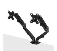 Lindy Support Bureau Double Écran 17-27" Bras à Gaz VESA 75x75/100x100mm, Charge Max 2x5kg, Inclinaison 180°, Rotation 180°, Gestion Câbles, Noir