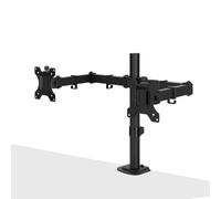 Lindy Support Double Écran Bureau Fixe Ajustable 13-32" VESA 75x75/100x100, Charge Max. 4kg par Écran, Inclinaison/Rotation 180°, Aluminium/Métal/Plastique Noir