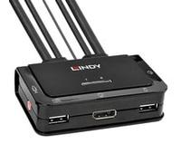 Lindy Switch KVM 2 Ports DisplayPort 1.2, USB 2.0 & Audio, Câbles Intégrés