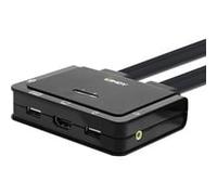 Lindy Commutateur KVM 2 ports HDMI 18G USB-C USB 2.0 Audio avec câbles