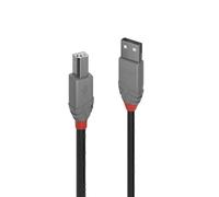 LINDY - Câble USB vers USB 2.0 A/B, Anthra Line 3 Mètre, Câble avec Transfert de Données de 480Mbps| Compatible avec TV, Monitor, Tablet, Laptop, Camera | 10 Ans de Garantie