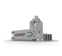 Lindy 40452 bloqueur de port Bloqueur de port + clé USB Type-A Bleu Acrylonitrile-Butadiène-Styrène (ABS) 5 pièce(s)