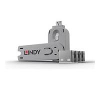 Lindy 40452 bloqueur de port Bloqueur de port + clé USB Type-A Bleu Acrylonitrile-Butadiène-Styrène (ABS) 5 pièce(s)