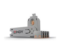 Lindy 40452 bloqueur de port Bloqueur de port + clé USB Type-A Bleu Acrylonitrile-Butadiène-Styrène (ABS) 5 pièce(s)