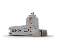 Lindy 40452 bloqueur de port Bloqueur de port + clé USB Type-A Bleu Acrylonitrile-Butadiène-Styrène (ABS) 5 pièce(s)
