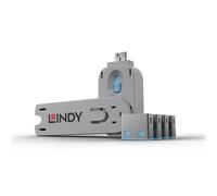Lindy 40452 bloqueur de port Bloqueur de port + clé USB Type-A Bleu Acrylonitrile-Butadiène-Styrène (ABS) 5 pièce(s)