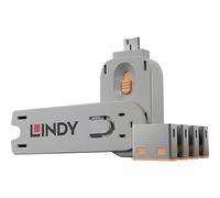 LINDY Verrouillage de port USB USB-Lock + Key jeu de 4 orange avec 1 clé 40453
