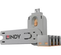 LINDY Verrouillage de port USB USB-Lock + Key jeu de 4 orange fermeture vec 1 clé 40453